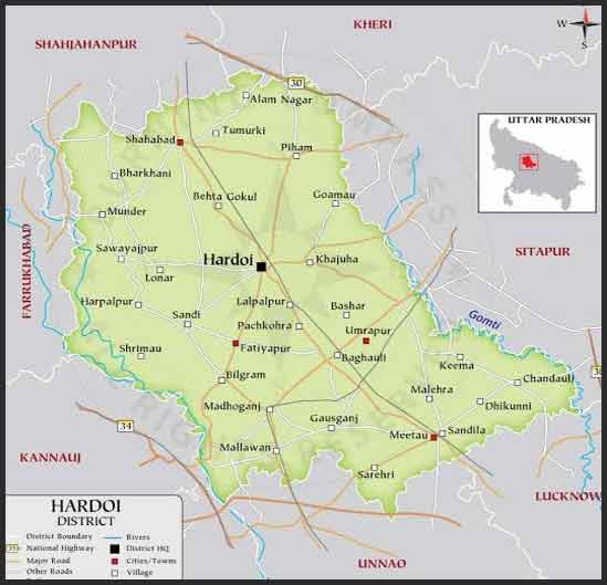 Hardoi District Map