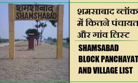 शमसाबाद ब्लॉक में कितने पंचायत और गांव लिस्ट | Shamsabad Block Panchayat and Village List
