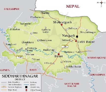 Siddharth Nagar District Map